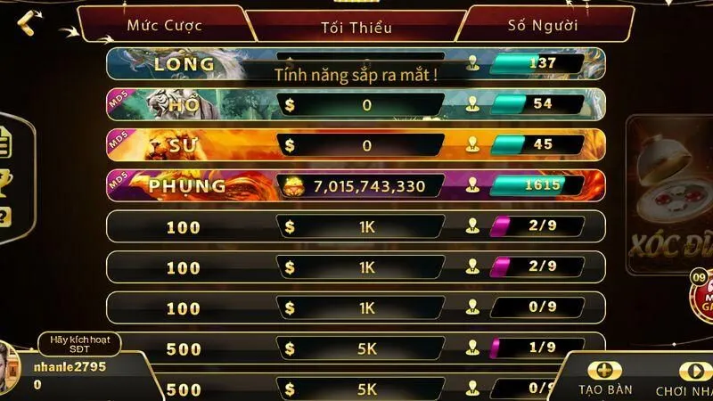 Giao diện thân thiện giúp người chơi dễ dàng